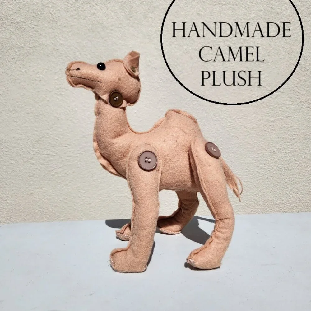 Handmade Camel Plush Stuffed Animal Plushie Hand-sewn Baby Nursery Decor 11.5